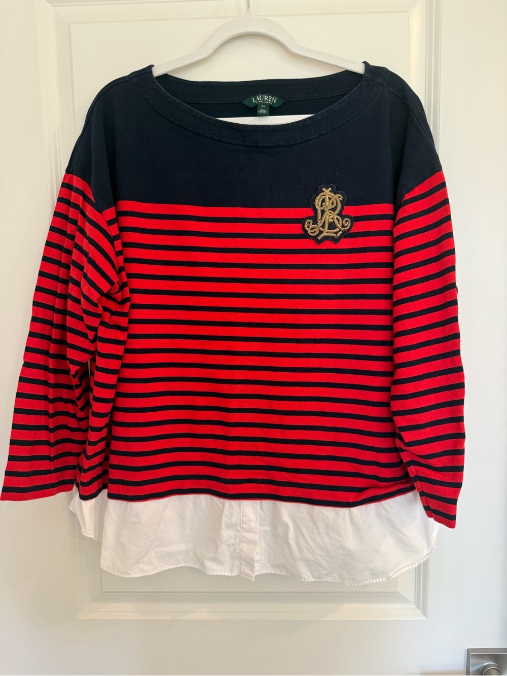 Ralph Lauren Nautical Striped Long-Sleeve Tee-Gold Crest Logo